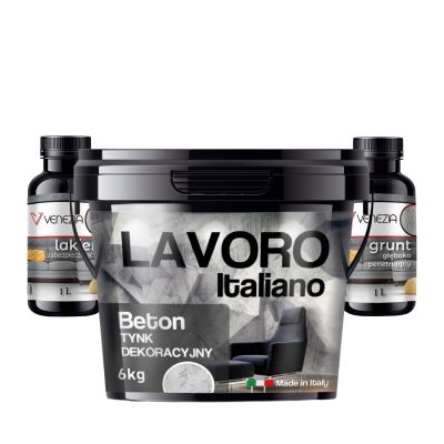 Tynk Dekoracyjny • ZESTAW • Lavoro Italiano • Beton + Lakier + Grunt
